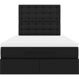 vidaXL Otomanski posteljni okvir z vzmetnico črn 120x190 cm um. usnje | Shoptok.si