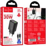 hoco. polnilec N63 GaN PD 30W USB-A, Type C s kablom Type C na Type C - črn | Shoptok.si