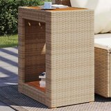  Vrtni bočni stolić s drvenom pločom bež 60x40x75 cm poliratan | shoptok.hr