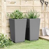 vidaXL Vrtna cvetlična korita 2 kosa siva 32,5x32,5x57 cm PP | Shoptok.si