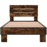 vidaXL Posteljni okvir dimljeni hrast 100x200 cm inž. les in kovina, (21142771) | Shoptok.si