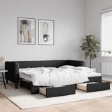 vidaXL Dnevni krevet na razvlačenje s ladicama crni 90x200 cm tkanina Cijene
