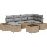  Sjedeća garnitura za vrt 6 kom. Bež i svijetlo siva poliratan 264 x 62 x 85 cm | Shoptok.si