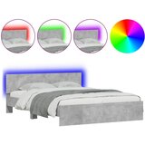 Furnova Posteljni okvir z vzglavjem in LED betonsko siv 160x200 cm, (21941101) | Shoptok.si