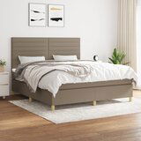 vidaXL Box spring postelja z vzmetnico taupe 160x200 cm blago | Shoptok.si
