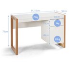  Moderna računalna stolica s ormarićem za pohranu, dim. 112,5 x 50 x 75 cm, bijela | shoptok.hr