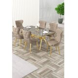 Hanah home Rasklopivi trpezarijski sto i stolice (7 delova) Esla Anthracite Gold Cappuccino | Eponuda.com