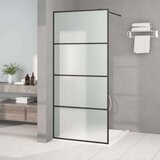 vidaXL Pregrada za tuš crna 90 x 195 cm s mutnim staklom ESG | shoptok.hr