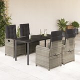  5-dijelni vrtni blagovaonski set od poliratana s jastucima sivi Siva Dužina stola 160 cm | shoptok.hr