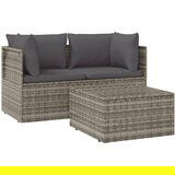 Maison Chic Seti vrtnega pohištva - Vrtna garnitura - Vrtni pohištvo set 3-delna z blazinami siv poli ratan, (21810860) | Shoptok.si