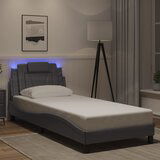 Maison Chic Posteljni okvir - Enojna postelja - Postelja za odrasle z LED lučkami siv 90x190 cm umetno usnje, (21697454) | Shoptok.si