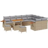  12-delni set vrtne sofe z blazinami Bež poli ratan akacija | Shoptok.si