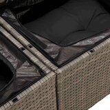 vidaXL 8-delni vrtni kavč set z blazinami siva poli ratan, 2-sedežni vrtni kavč z shranjevanjem in blazinami siva poli ratan | Shoptok.si