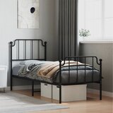 Maison Chic Kovinski Posteljni okvir - Enojna postelja - Postelja za odrasle z vzglavjem in vznožjem črn 75x190 cm, (21696223) | Shoptok.si