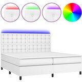  box spring s madracem LED bijeli 200x200 cm umjetna koža | shoptok.hr