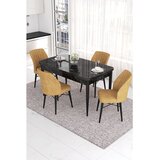 Hanah home trpezarijski set Eva, sto na razvlačenje i 4 stolice, ploča u dekoru crnog mermera, kapućino tkanina Babyface | Eponuda.com