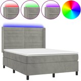  box spring s madracem LED svjetlosivi 140x190 cm baršun | shoptok.hr
