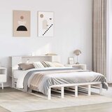 vidaXL Krevet s regalom za knjige bez madraca bijeli 160x200cm od drva Cijene