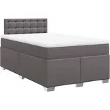 vidaXL Box spring postelja z vzmetnico siva 120x200 cm umetno usnje, (21310006)