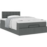vidaXL Otomanski posteljni okvir z vzmetnico siv 120x200 cm blago | Shoptok.si