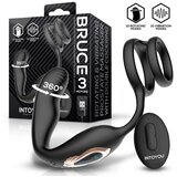 INTOYOU Bruce 360 Rotating Prostate Massager with Double Cockring Black Cene