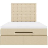 vidaXL Otomanski posteljni okvir z vzmetnico krem 120x200 cm blago | Shoptok.si