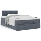 vidaXL Otomanski posteljni okvir z vzmetnico siv 120x200 cm žamet | Shoptok.si