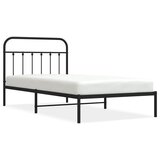 The Living Store Kovinski posteljni okvir z vzglavjem črn 107x203 cm - Posteljni Okvir, (21526944) | Shoptok.si