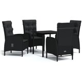  5-dijelni vrtni blagovaonski set s jastucima crni | shoptok.hr