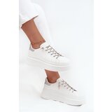 Boto Women's Sneakers on Platform with Decorative Lacing and Glitter White Belmira | shoptok.hr