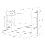 Molarem Home Drveni dječji krevet na kat Dominik s ladicom - zeleni - 190x80 cm | shoptok.hr