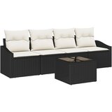 vidaXL 5-delni vrtni kavč set z blazinami črni poli ratan, (22093894) | Shoptok.si