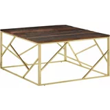  Stolić za kavu zlatni od nehrđajućeg čelika i drva za pragove