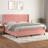 The Living Store Box spring postelja z vzmetnico roza 200x200 cm žamet - Box Spring Postelja, (21489444) Cene