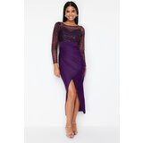 Trendyol Purple Tulle Detailed Knitted Elegant Evening Dress | shoptok.hr