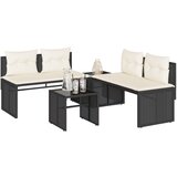 Maison Chic Seti vrtnega pohištva - Vrtna garnitura - Vrtni pohištvo set 4-delna z blazinami črna poli ratan, (21811195) | Shoptok.si