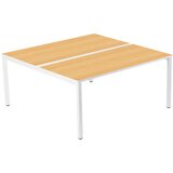 Paperflow Skupinska pisalna miza za 2 osebi, širina 1600 mm, globina 800 / 1660 mm, bele barve / bukev | Shoptok.si