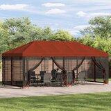 Paviljon s bočnim stranama 6 x 3 m Terakota Poliester i čelik | shoptok.hr