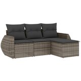  The Living Store Vrtna sedežna garnitura 4-delna z blazinami siv poli ratan - Vrtna Sedežna Garniture, (21451338) | Shoptok.si