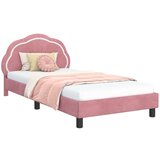 vidaXL Otroški posteljni okvir z vznožjem Roza 80 x 200 cm Žamet, (5000104691) | Shoptok.si