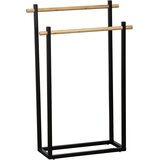 Tendance držač ručnika pravokutni metalni sa 2 bambus prečke, crni | shoptok.hr