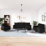  4-dijelni set sofa s tabureom i jastucima crni tkanina | Eponuda.com