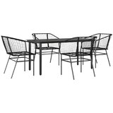 vidaXL Vrtni blagovaonski set od 5 dijelova crni poliratan staklo - Crna 160 x 80 x 74 cm 4 | shoptok.hr