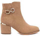 Shelvt Stylish ankle boots in a shade of light brown with gold detail | Shoptok.si