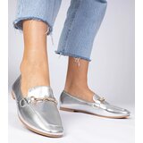 Gemre Silver elegant loafers with gold decoration and rhinestones Kalisa | Shoptok.si