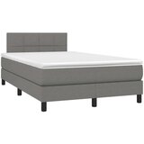 vidaXL Box spring postelja z vzmetnico LED temno siva 120x190 cm blago | Shoptok.si