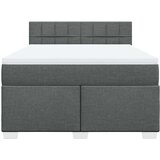 vidaXL Box spring postelja z vzmetnico temno siva 140x200 cm blago | Shoptok.si