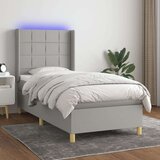  Box spring postelja z vzmetnico LED sv. siva 100x200 cm blago, (20789724) Cene