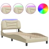  Okvir za krevet s LED svjetlima krem 80 x 200 cm od tkanine | shoptok.hr