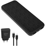 Power Bank 10000 mAh + adapter 20 W sa podrškom za Power Delivery + USB-C/USB-C kabl 1 m, crne boje | Eponuda.com